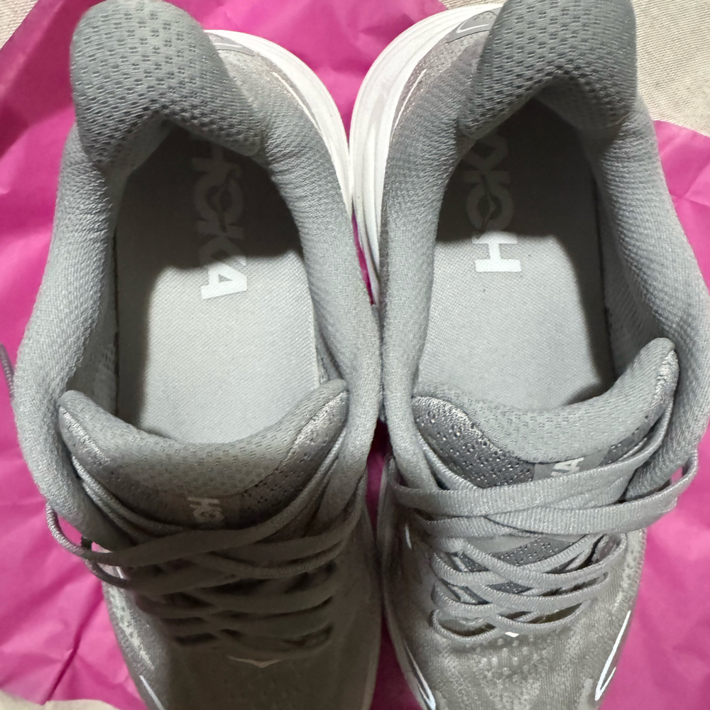 HOKA Clifton Men’s Running Shoes Gray/White Size 10.5D Wide Athletic Sneakers - Picture 6 of 11